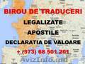 Traduceri. Chisinau. Legalizare notariala. 068501201